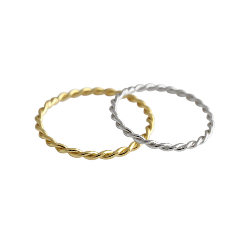 Lovcia Minimalism Twisted 925 Silver Ring Gold Plated-Rings-Us 8-Yellow Gold-Us 8