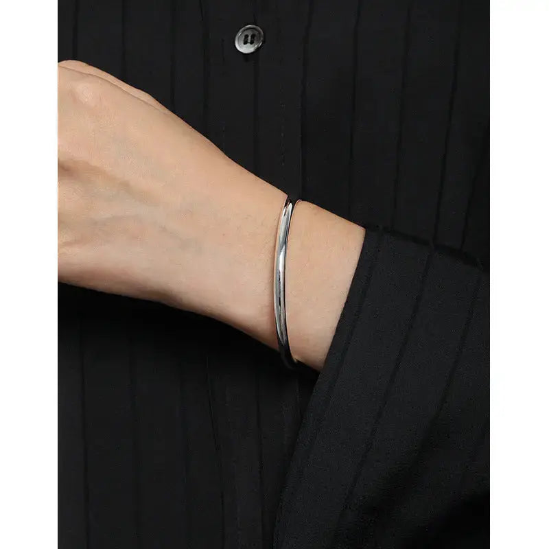 Lovcia Minimalist 4.2mm S990 Sterling Silver Bangle-Bracelets-No Plating-56mm-No Plating