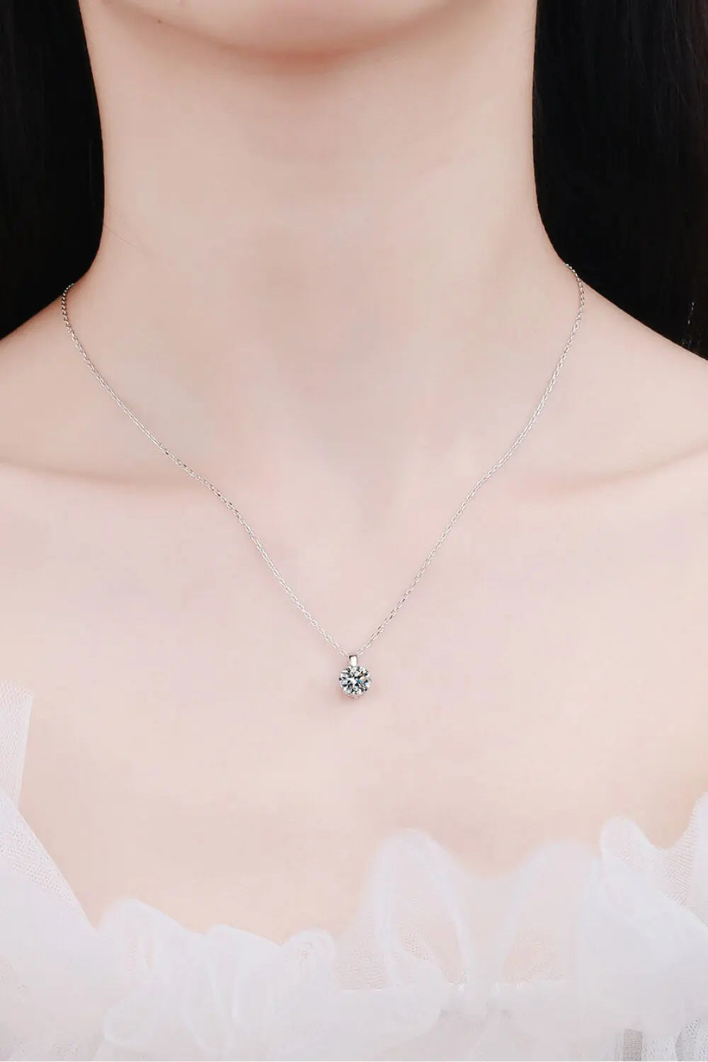 Lovcia Minimalist 925 Sterling Silver Moissanite Pendant Necklace-Necklaces-Silver-One Size-Silver