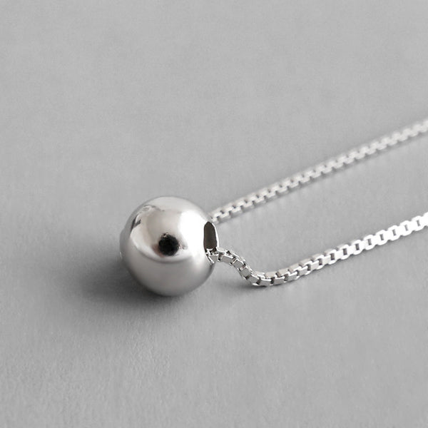 Lovcia Minimalist Ball 925 Silver Necklace 5mm Pendant-Necklaces-Rhodium-Rhodium