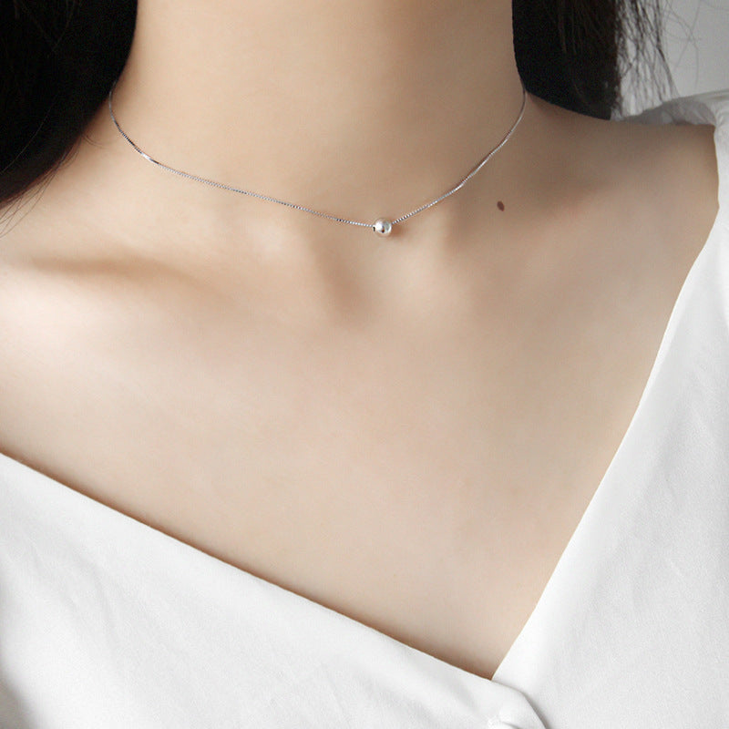 Lovcia Minimalist Ball 925 Silver Necklace 5mm Pendant-Necklaces-Rhodium-Rhodium