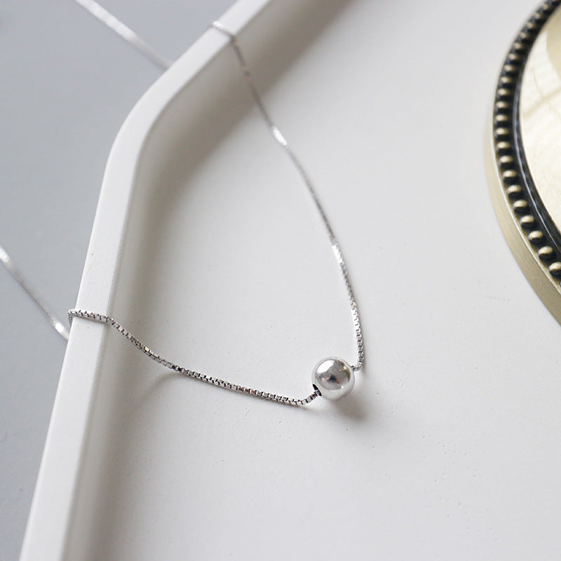 Lovcia Minimalist Ball 925 Silver Necklace 5mm Pendant-Necklaces-Rhodium-Rhodium