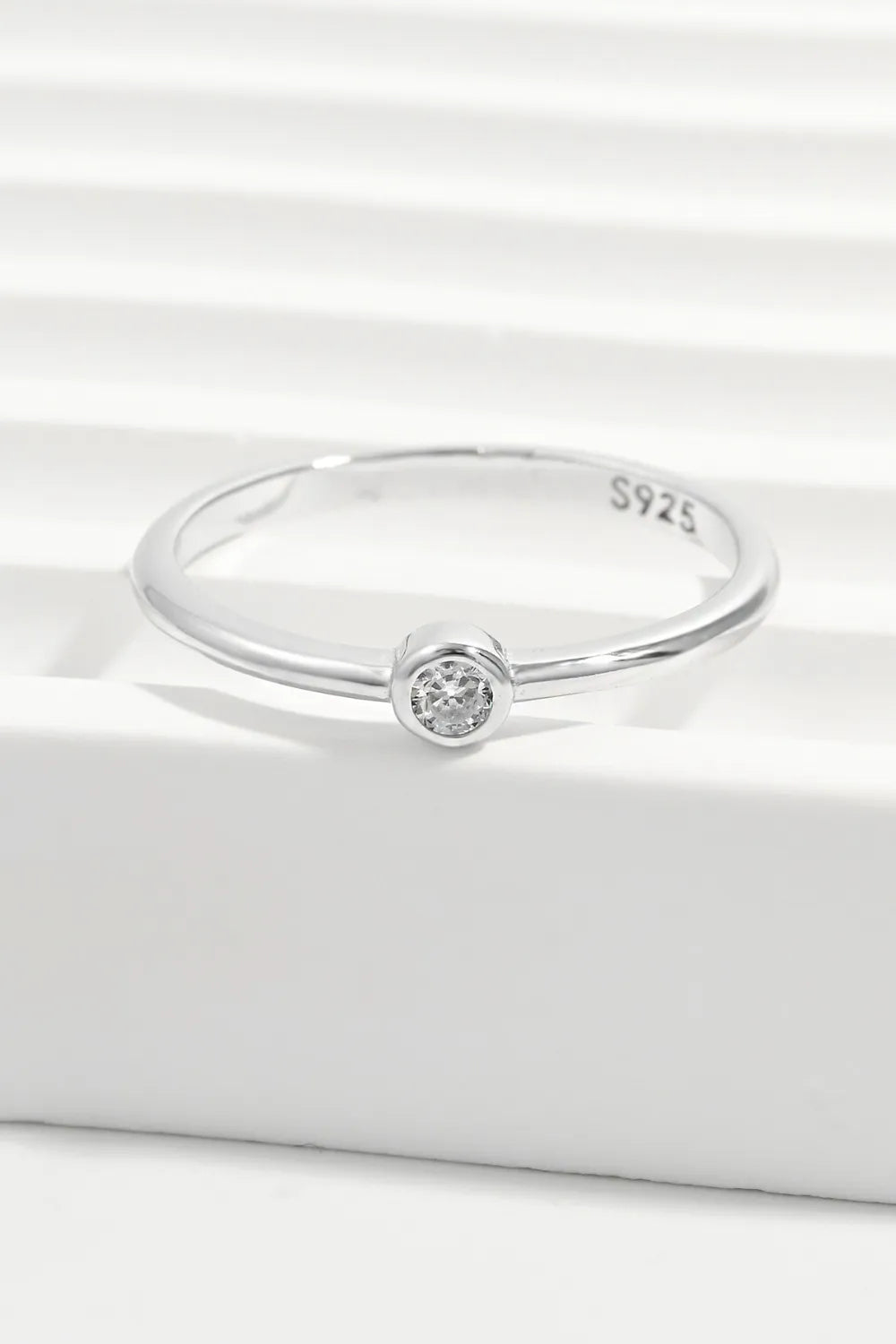 Lovcia Minimalist Bezel-Set 925 Sterling Silver Inland Zircon Ring for Women - Silver-6- - Buy latest trendy Rings for Women and Girls