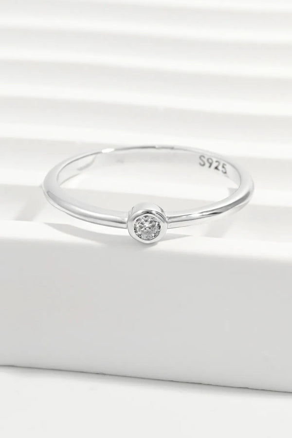 Lovcia Minimalist Bezel-Set 925 Sterling Silver Inland Zircon Ring for Women - Silver-6- - Buy latest trendy Rings for Women and Girls