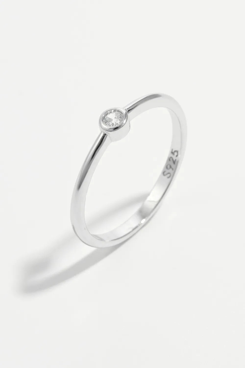Lovcia Minimalist Bezel-Set 925 Sterling Silver Inland Zircon Ring for Women - Silver-6- - Buy latest trendy Rings for Women and Girls