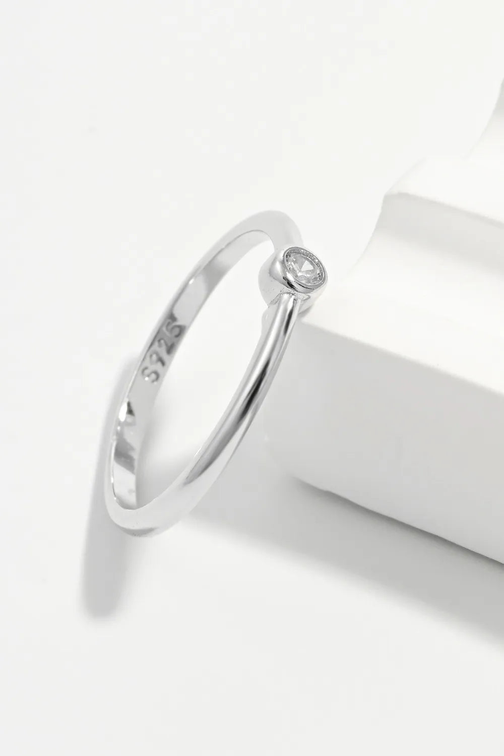 Lovcia Minimalist Bezel-Set 925 Sterling Silver Inland Zircon Ring for Women - Silver-6- - Buy latest trendy Rings for Women and Girls