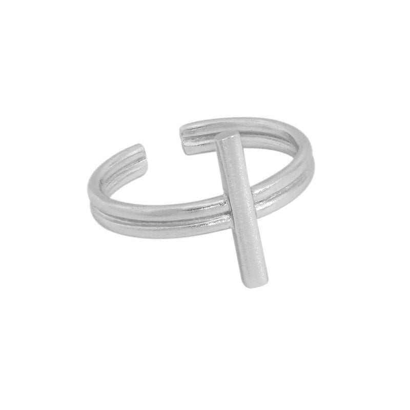 Lovcia Minimalist Cross Adjustable Gold Plated Ring-Rings-Rhodium-Rhodium