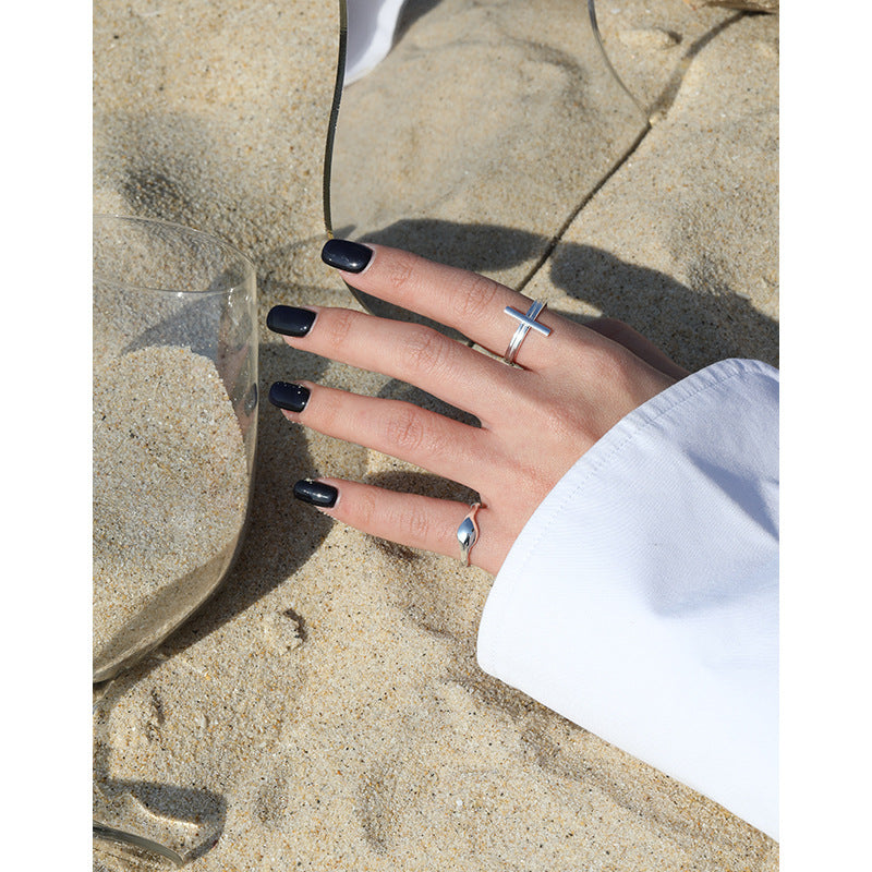 Lovcia Minimalist Cross Adjustable Gold Plated Ring-Rings-Yellow Gold-Yellow Gold