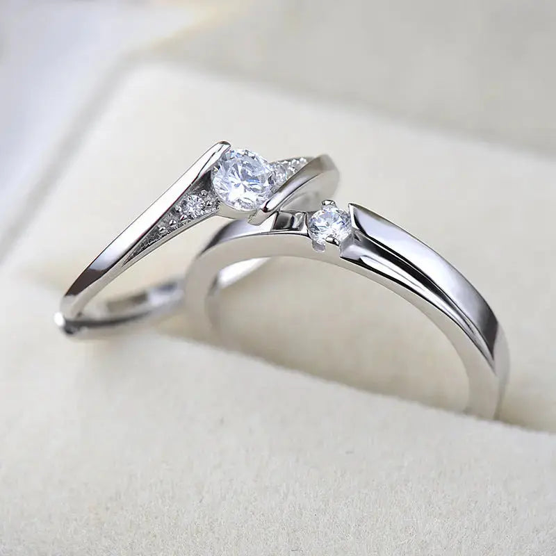 LOVCIA Minimalist CZ 925 Sterling Silver Adjustable Promise Ring