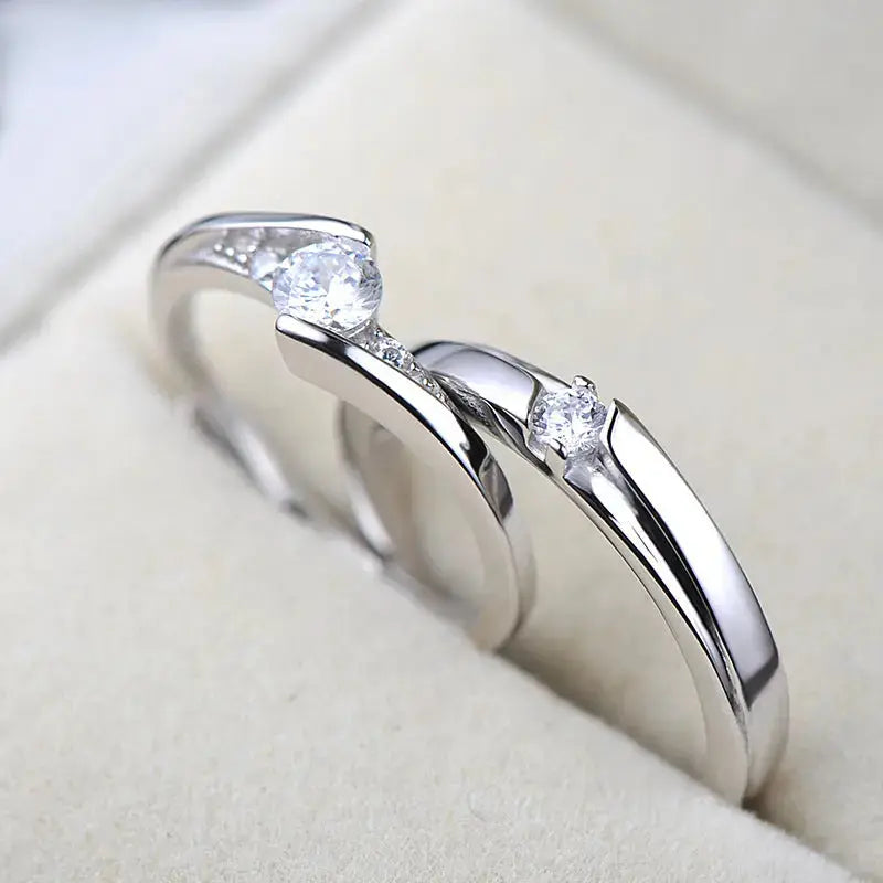 LOVCIA Minimalist CZ 925 Sterling Silver Adjustable Promise Ring