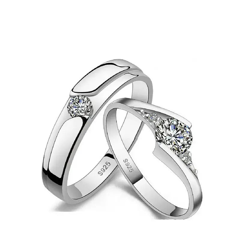 LOVCIA Minimalist CZ 925 Sterling Silver Adjustable Promise Ring