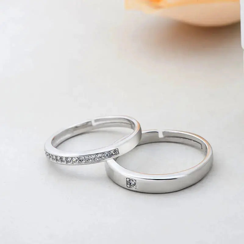 Lovcia Minimalist CZ Lines 925 Sterling Silver Adjustable Promise Ring-Rings-Men Ring-Men Ring