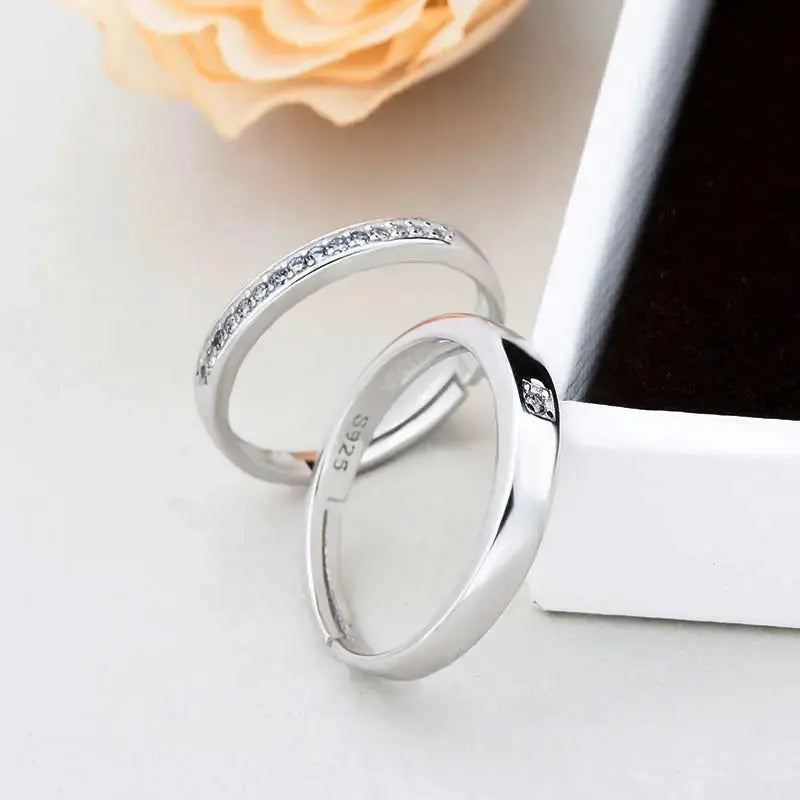 Lovcia Minimalist CZ Lines 925 Sterling Silver Adjustable Promise Ring-Rings-Men Ring-Men Ring
