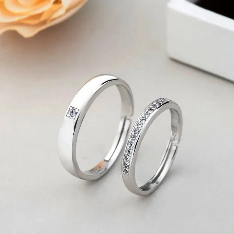 Lovcia Minimalist CZ Lines 925 Sterling Silver Adjustable Promise Ring-Rings-Men Ring-Men Ring