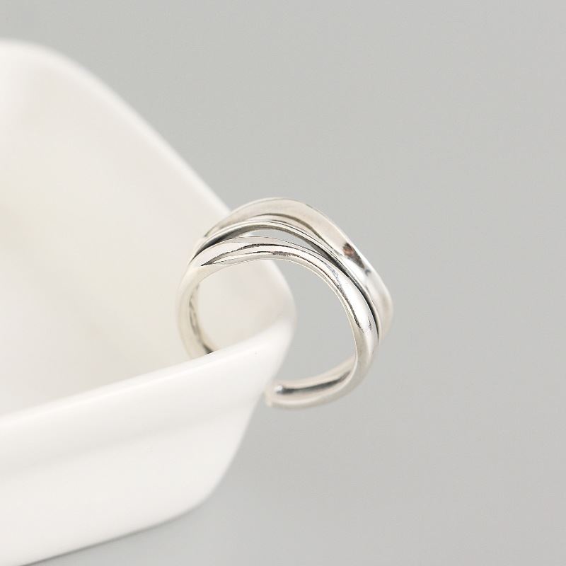Lovcia Minimalist Double Layer 925 Silver Ring 16.5mm-Rings-