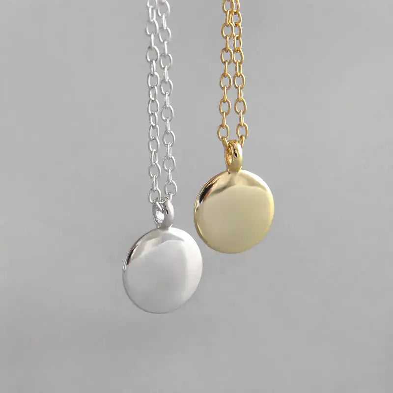 Lovcia Minimalist Geometry Round Bean 925 Sterling Silver Necklace-Charms & Pendants-Rhodium-Rhodium