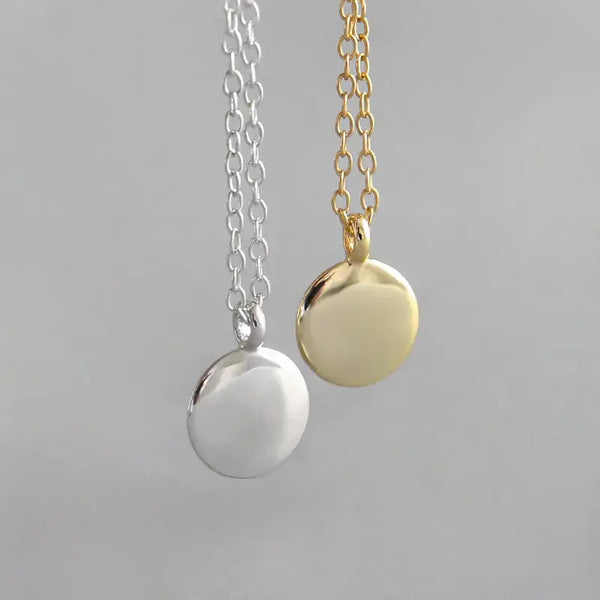 Lovcia Minimalist Geometry Round Bean 925 Sterling Silver Necklace-Charms & Pendants-Rhodium-Rhodium