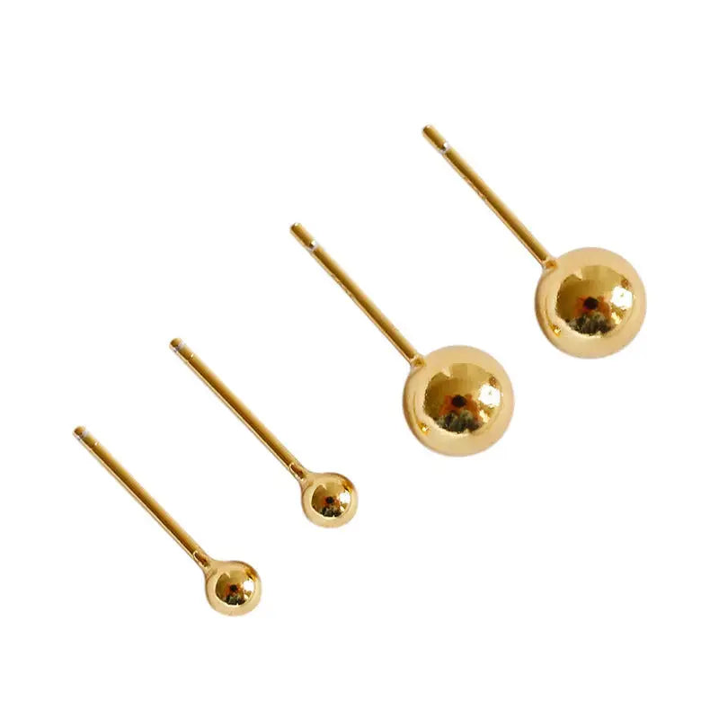 LOVCIA Minimalist Golden Beads 925 Sterling Silver Stud Earrings