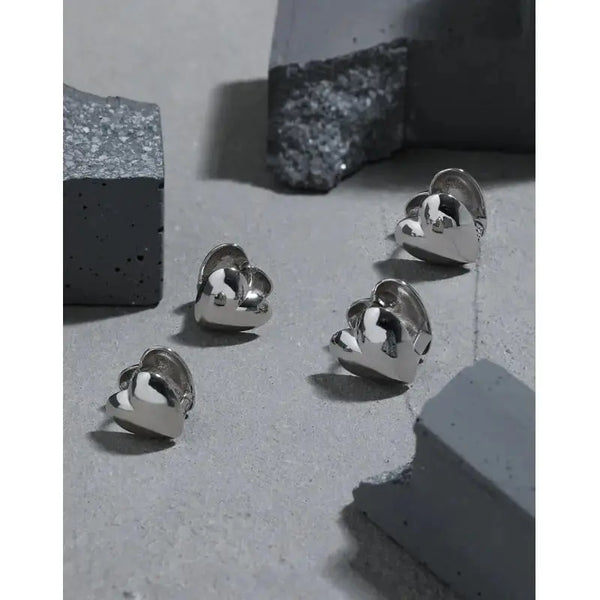 Lovcia Minimalist Hearts Love 925 Sterling Silver Hoop Earrings-Earrings-Small Earrings-Small Earrings