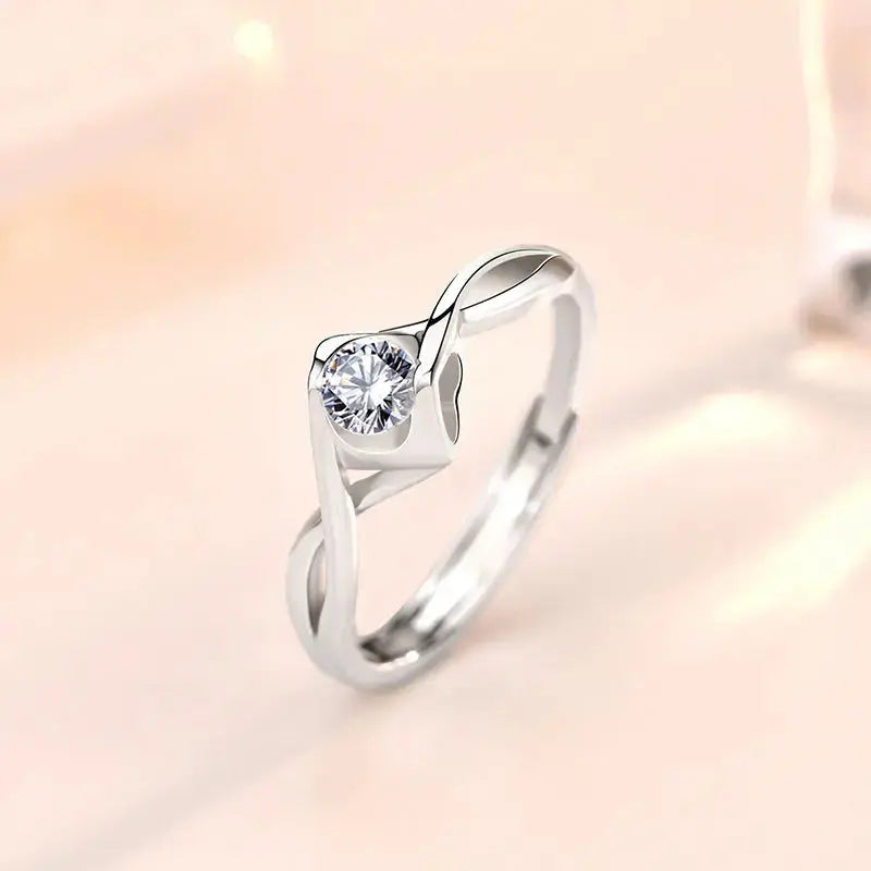 Lovcia Minimalist Honey Moon CZ 925 Sterling Silver Adjustable Promise Ring-Rings-Men Ring-Men Ring