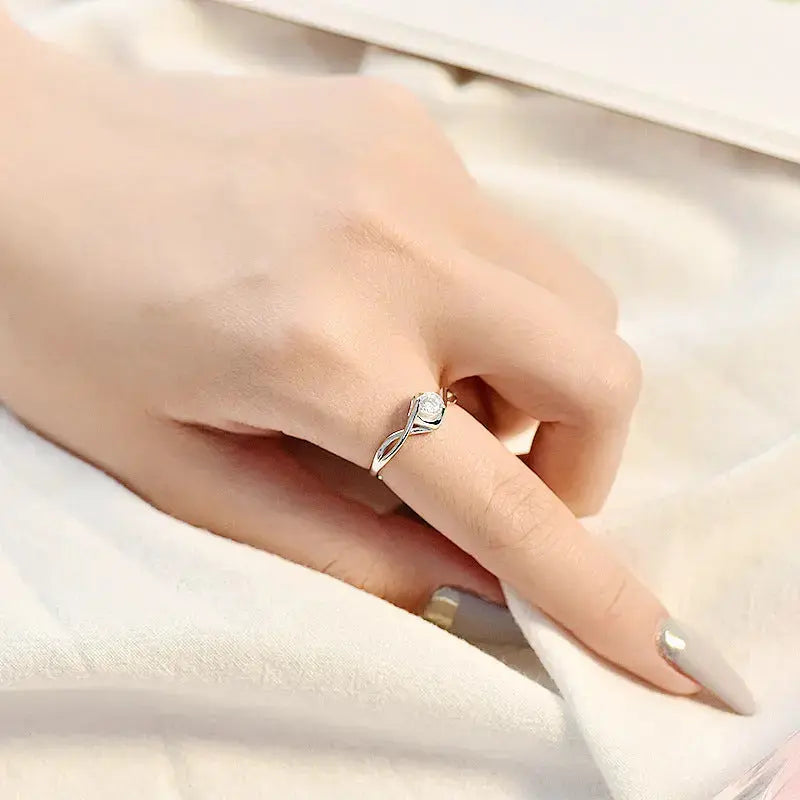 Lovcia Minimalist Honey Moon CZ 925 Sterling Silver Adjustable Promise Ring-Rings-Men Ring-Men Ring