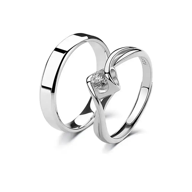Lovcia Minimalist Honey Moon CZ 925 Sterling Silver Adjustable Promise Ring-Rings-Men Ring-Men Ring