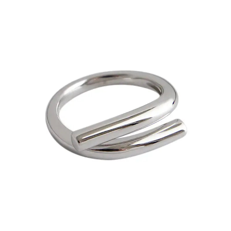 Lovcia Minimalist Lines Cross Simple 925 Sterling Silver Adjustable Ring-Rings-Rhodium-Rhodium