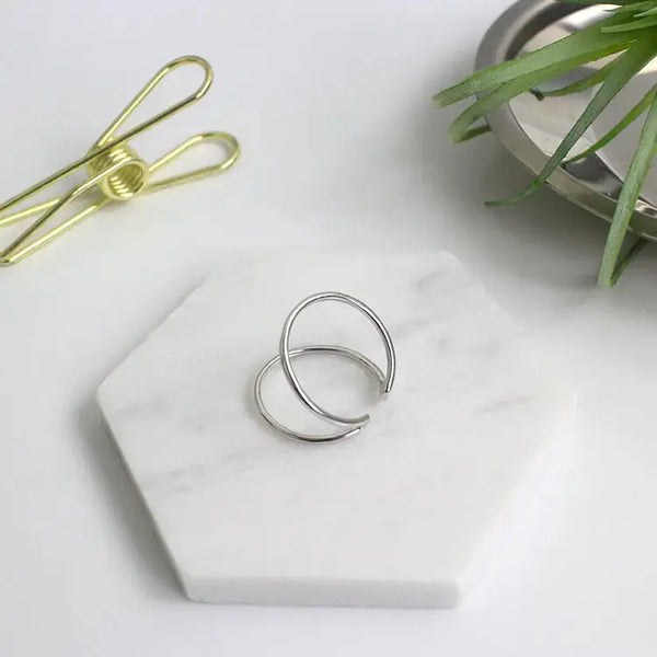 LOVCIA Minimalist Lines V Adjustable 925 Sterling Silver Ring