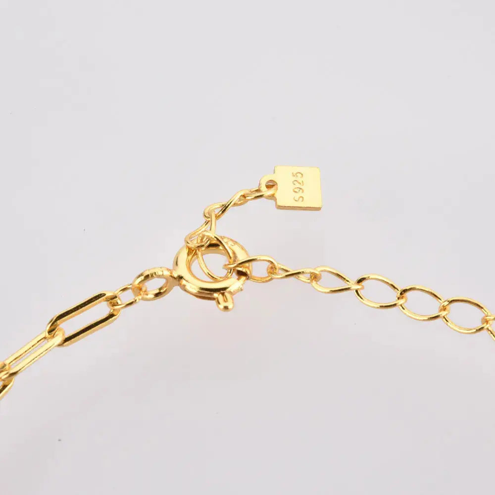 Lovcia Minimalist Oval Link 18K Gold and Platinum Plated Sterling Silver Bracelet for Women with Blue Accents-Bracelets-Silver-Silver