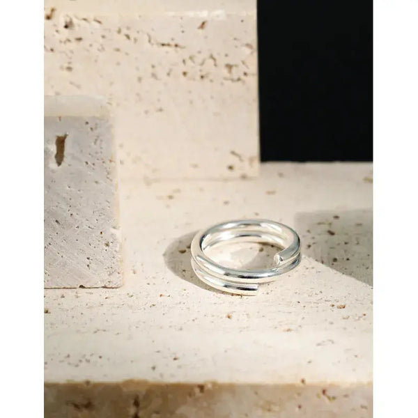 Lovcia Minimalist Spring Double Layers 925 Sterling Silver Ring-Rings-US 5-US 5