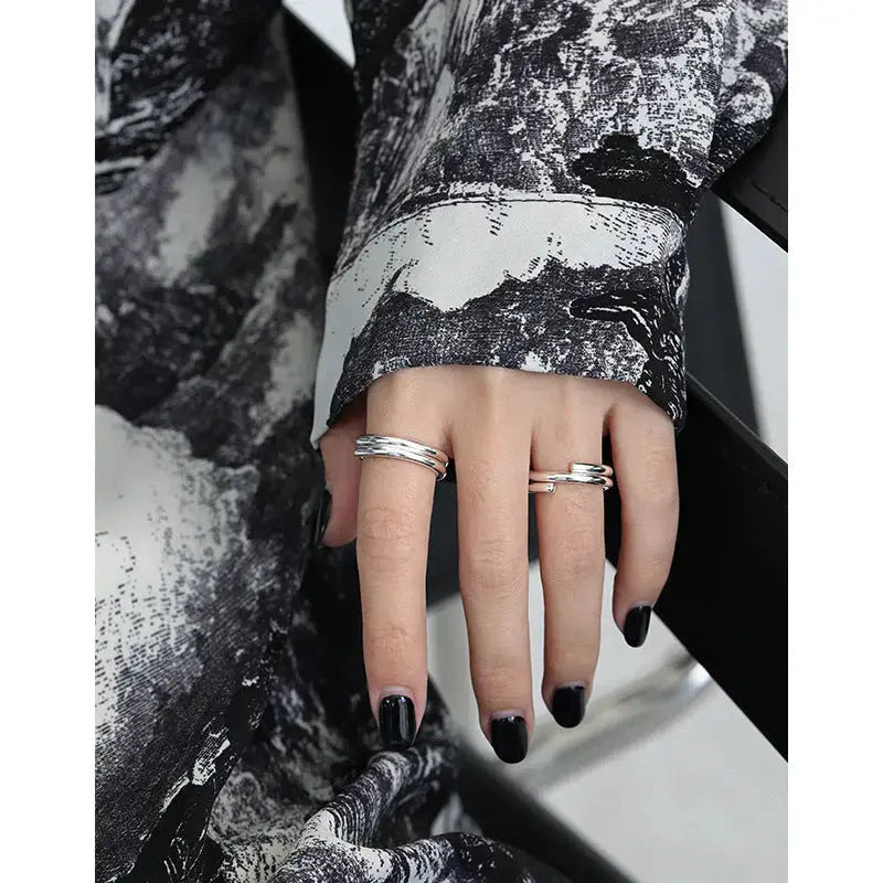 LOVCIA Minimalist Spring Double Layers 925 Sterling Silver Ring