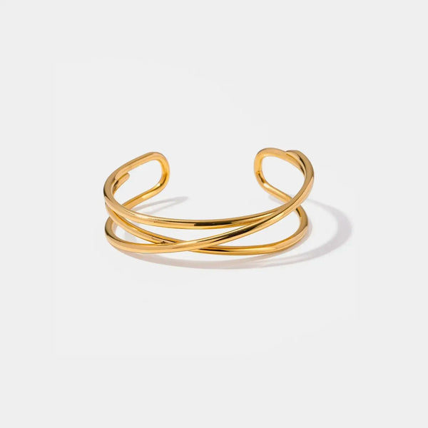 Lovcia Minimalist Stainless Steel Cuff Bracelet-Bracelets-Gold-One Size-Gold