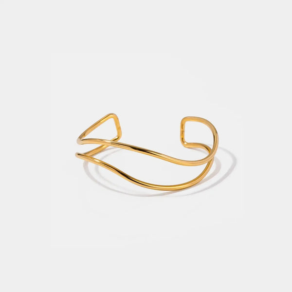 Lovcia Minimalist Stainless Steel Cuff Bracelet-Bracelets-Gold-One Size-Gold