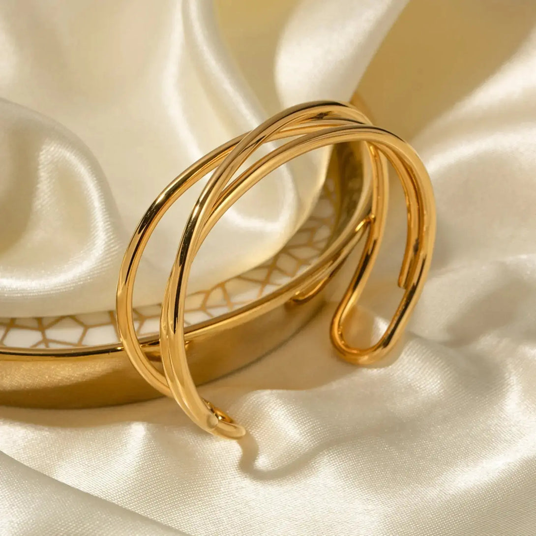 Lovcia Minimalist Stainless Steel Cuff Bracelet-Bracelets-Gold-One Size-Gold