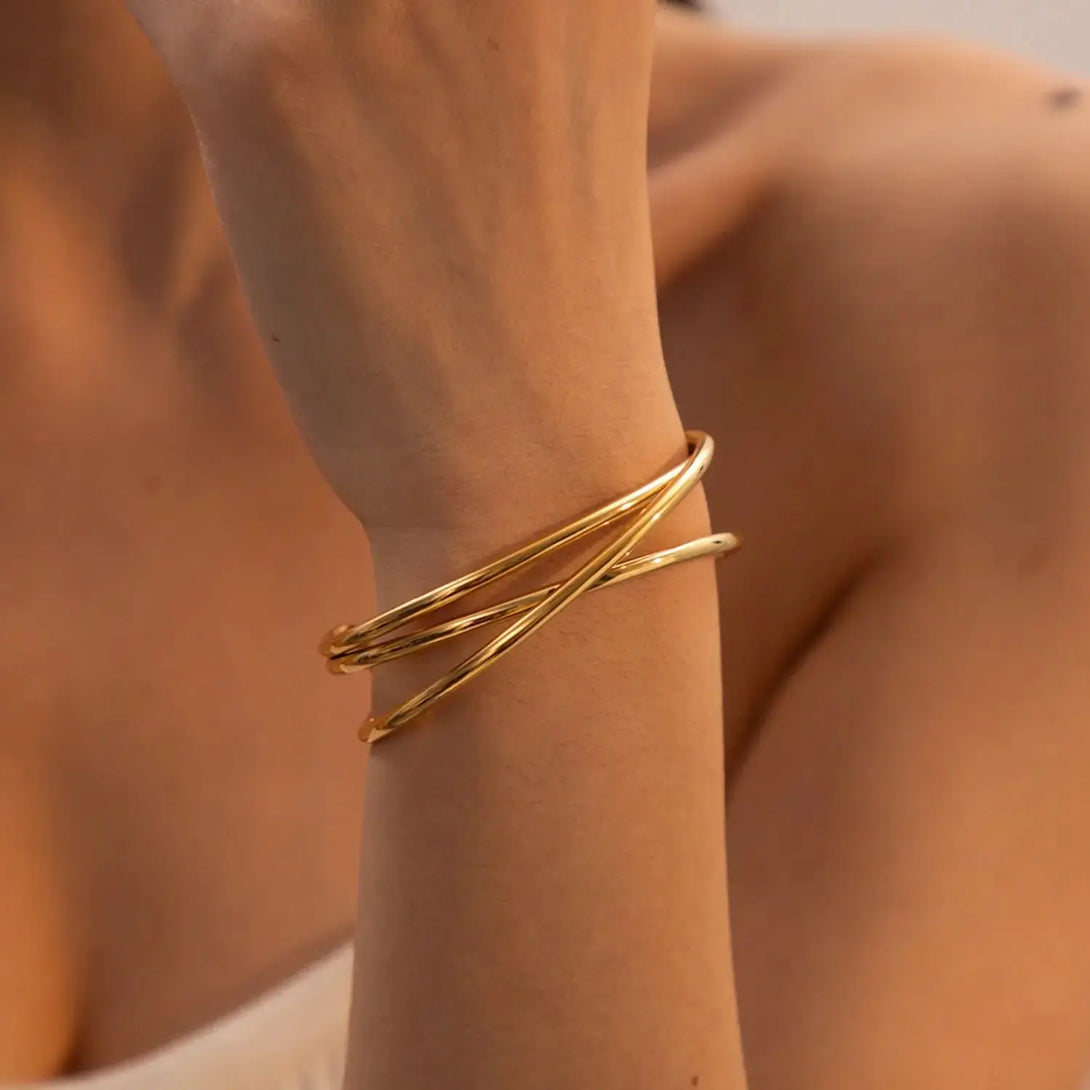 Lovcia Minimalist Stainless Steel Cuff Bracelet-Bracelets-Gold-One Size-Gold