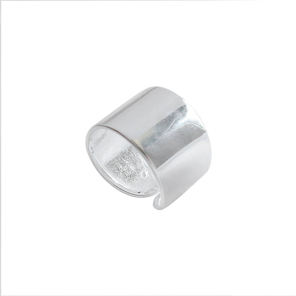 Lovcia Minimalist Wide 925 Sterling Silver Adjustable Ring-Rings-Rhodium-Rhodium
