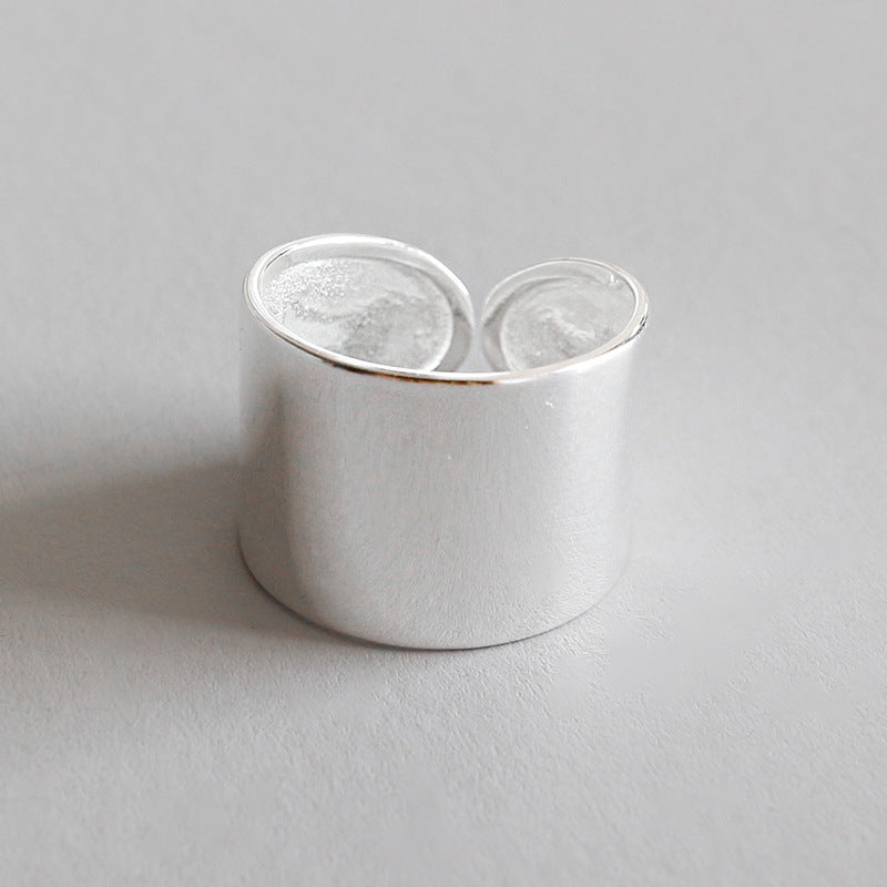 Lovcia Minimalist Wide 925 Sterling Silver Adjustable Ring-Rings-Rhodium-Rhodium