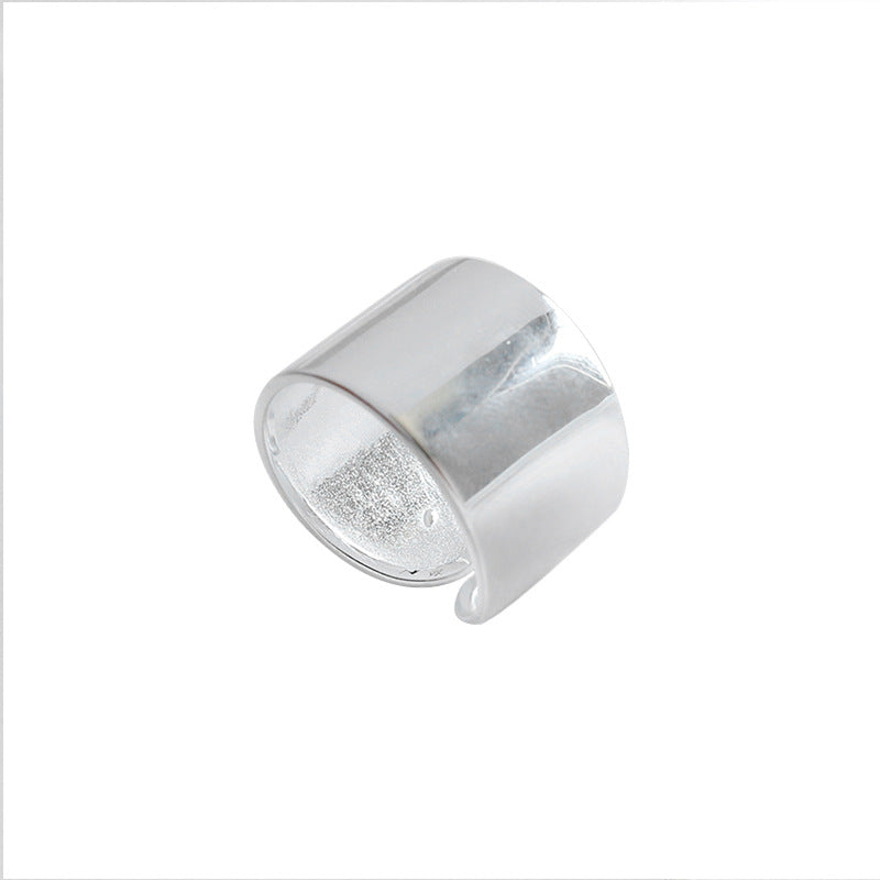 Lovcia Minimalist Wide 925 Sterling Silver Adjustable Ring-Rings-Rhodium-Rhodium