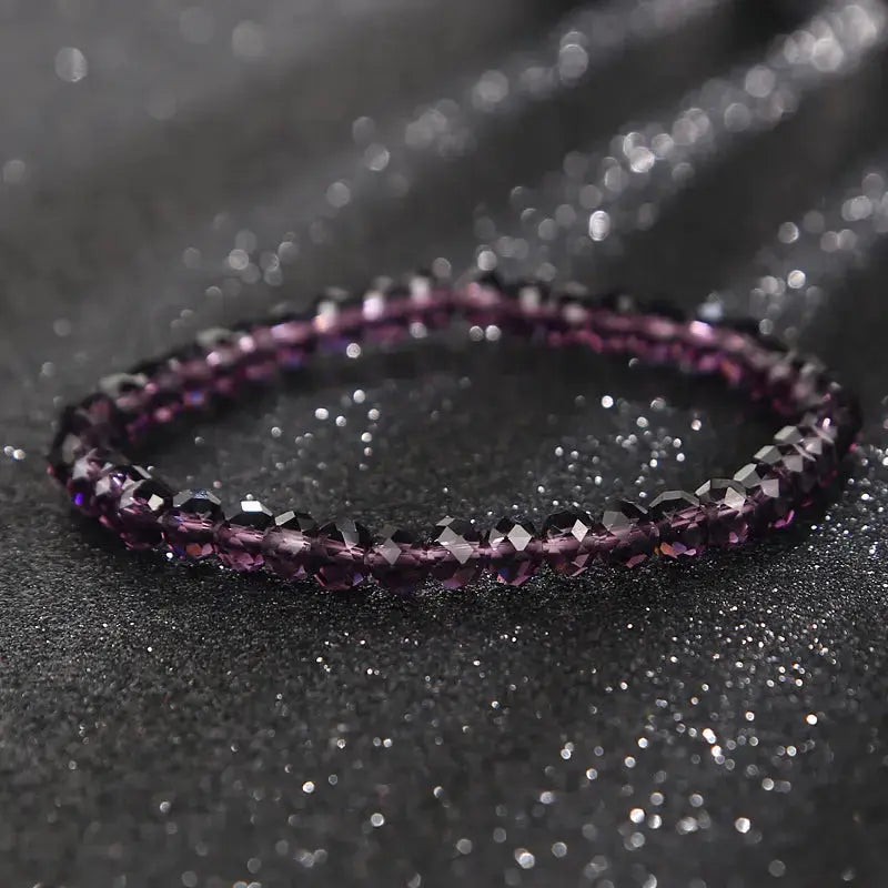 Lovcia Minimalistic Elegant Crystal Beaded Bracelets For Women-Bracelets-Dark Purple-Dark Purple