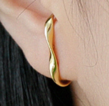 Lovcia Mobius C Shape 925 Silver Stud Earrings Gold Plated-Earrings-Yellow Gold-Yellow Gold