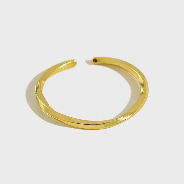 Lovcia Mobius Twist 925 Sterling Adjustable Ring Gold-Rings-Yellow Gold & US8-