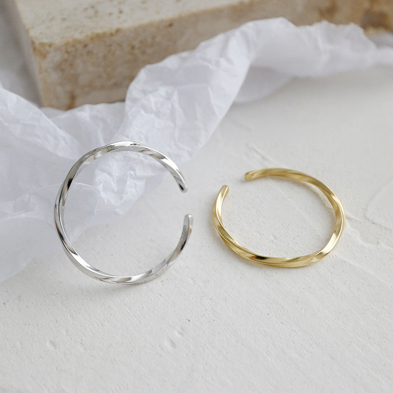 Lovcia Mobius Twist 925 Sterling Adjustable Ring Gold-Rings-Yellow Gold & US8-