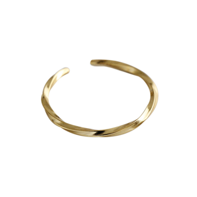 Lovcia Mobius Twist 925 Sterling Adjustable Ring Gold-Rings-Yellow Gold & US8-