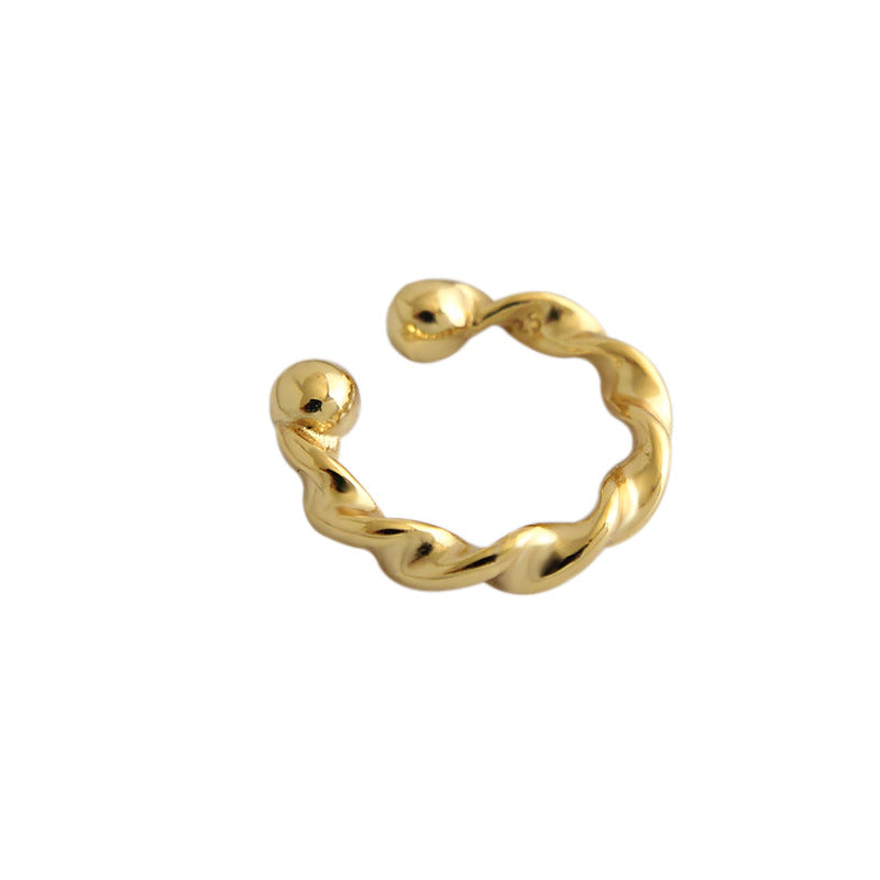 Lovcia Mobius Twisted 9.5mm Gold 925 Sterling Silver Earring-Earrings-Yellow Gold (Single)-