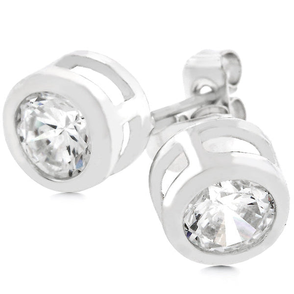 Lovcia Modern Bezel-Set Round Stud Earrings-Earrings-