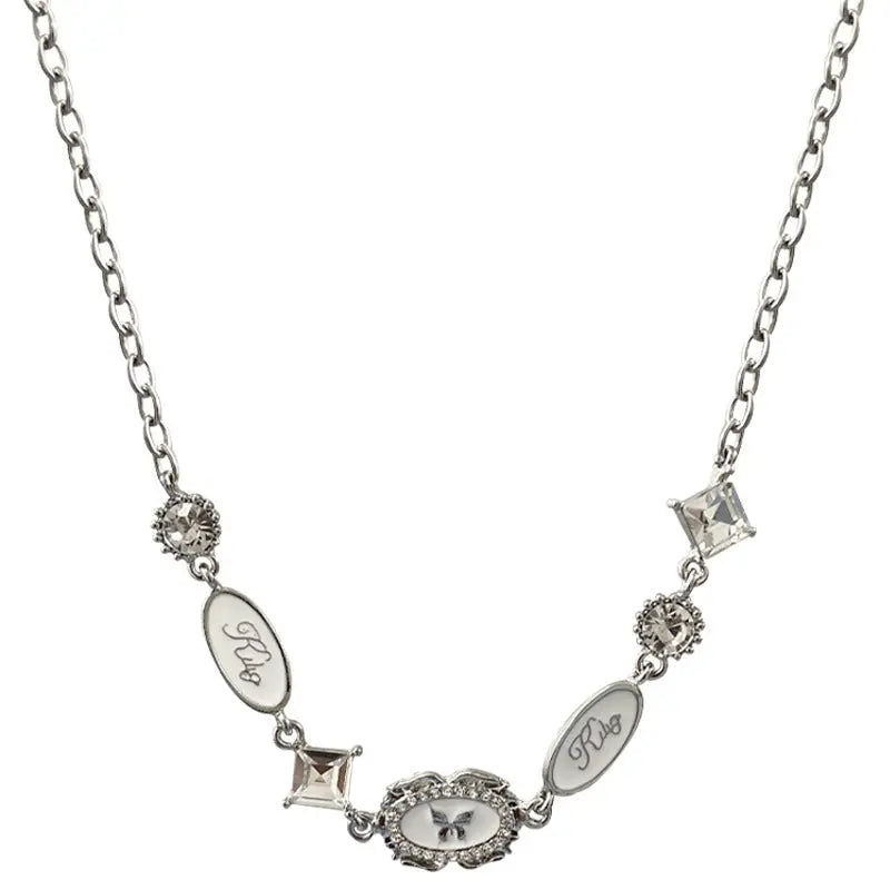 Lovcia Modern Butterfly Stitching French Style Necklace for Women-Necklaces-Butterfly Necklace-Butterfly Necklace
