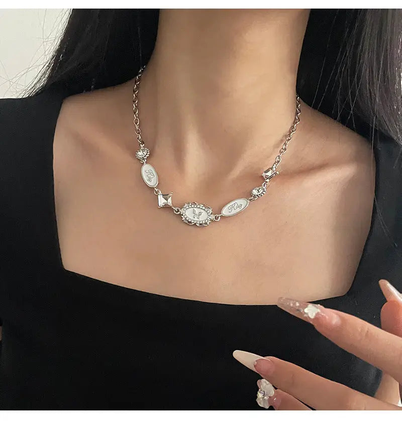 Lovcia Modern Butterfly Stitching French Style Necklace for Women-Necklaces-Butterfly Necklace-Butterfly Necklace