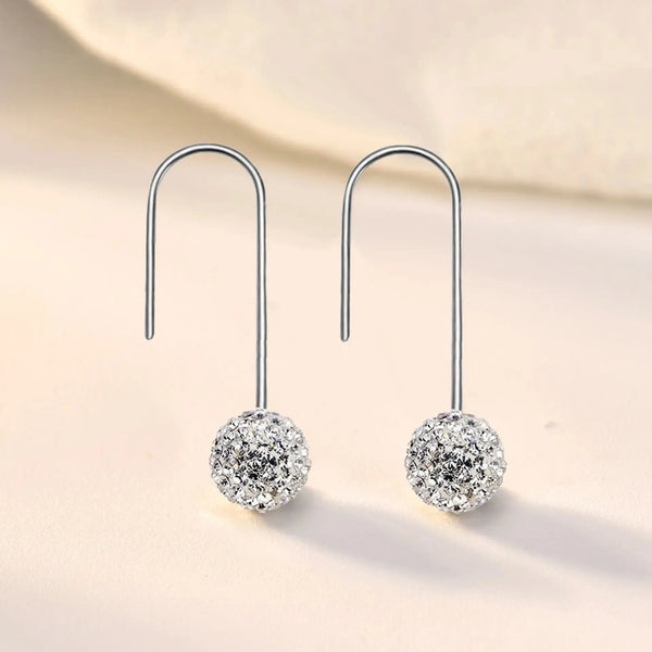 Lovcia Modern CZ Round Ball 925 Sterling Silver Dangling Earrings-Earrings-Purple CZ Earrings-Purple CZ Earrings