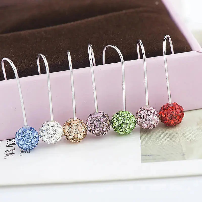 Lovcia Modern CZ Round Ball 925 Sterling Silver Dangling Earrings-Earrings-Purple CZ Earrings-Purple CZ Earrings