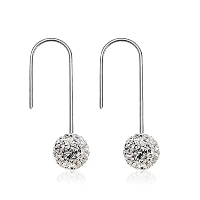 Lovcia Modern CZ Round Ball 925 Sterling Silver Dangling Earrings-Earrings-Purple CZ Earrings-Purple CZ Earrings